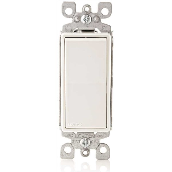 Leviton Decora 15 Amp Single Pole Rocker AC Quiet Light Switch, White, 10PK M32-05601-2WM - main